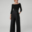 Imogen Wool Silk Wide Leg Trousers in Black