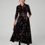 Idalia Velvet Burn Out Maxi Skirt in Berry Floral