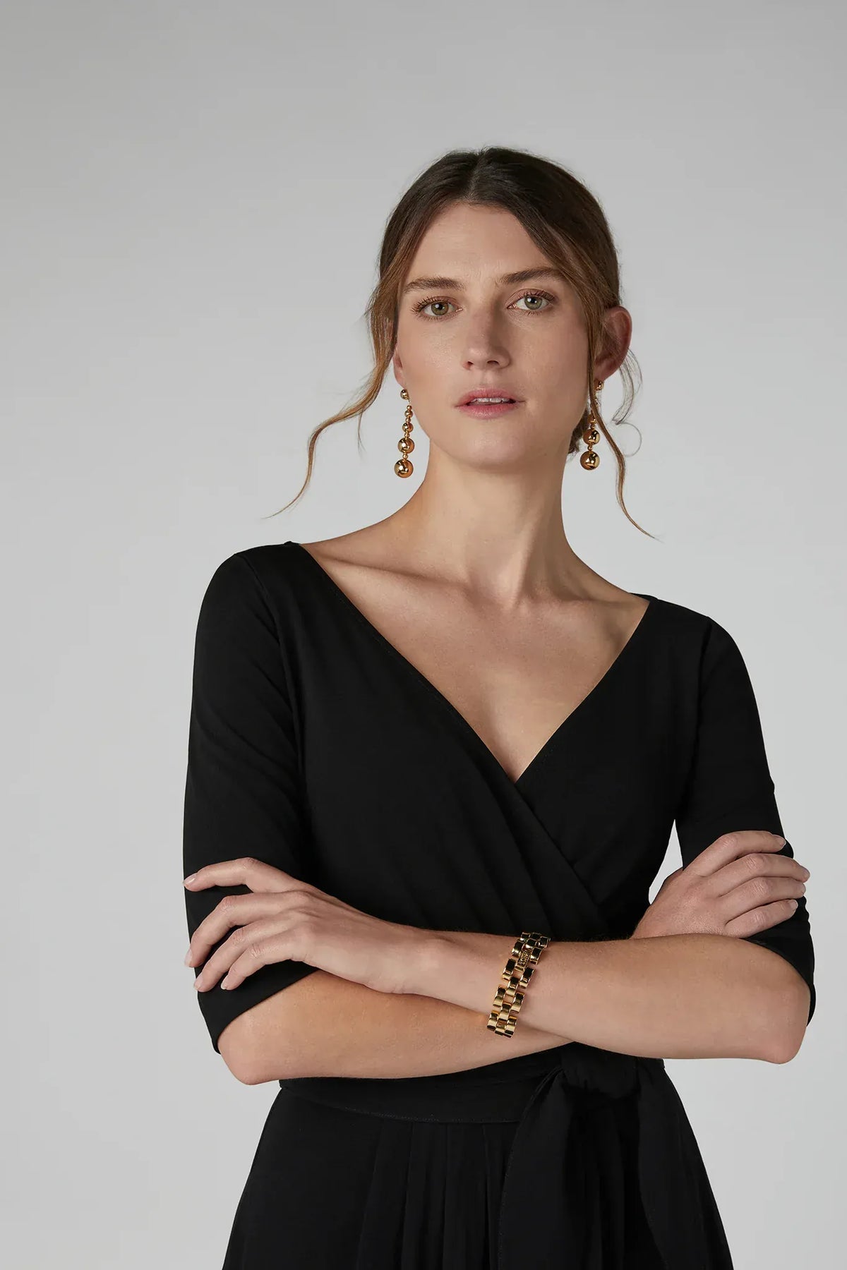 Ivy Draped Jersey Wrap Dress in Black