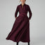 Isla Wool Silk Shirt Dress in Berry