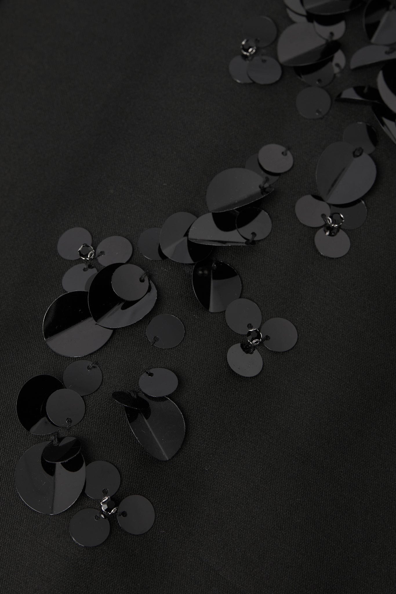 Imelda Wool Silk Sequin Fitted Shirt in Black