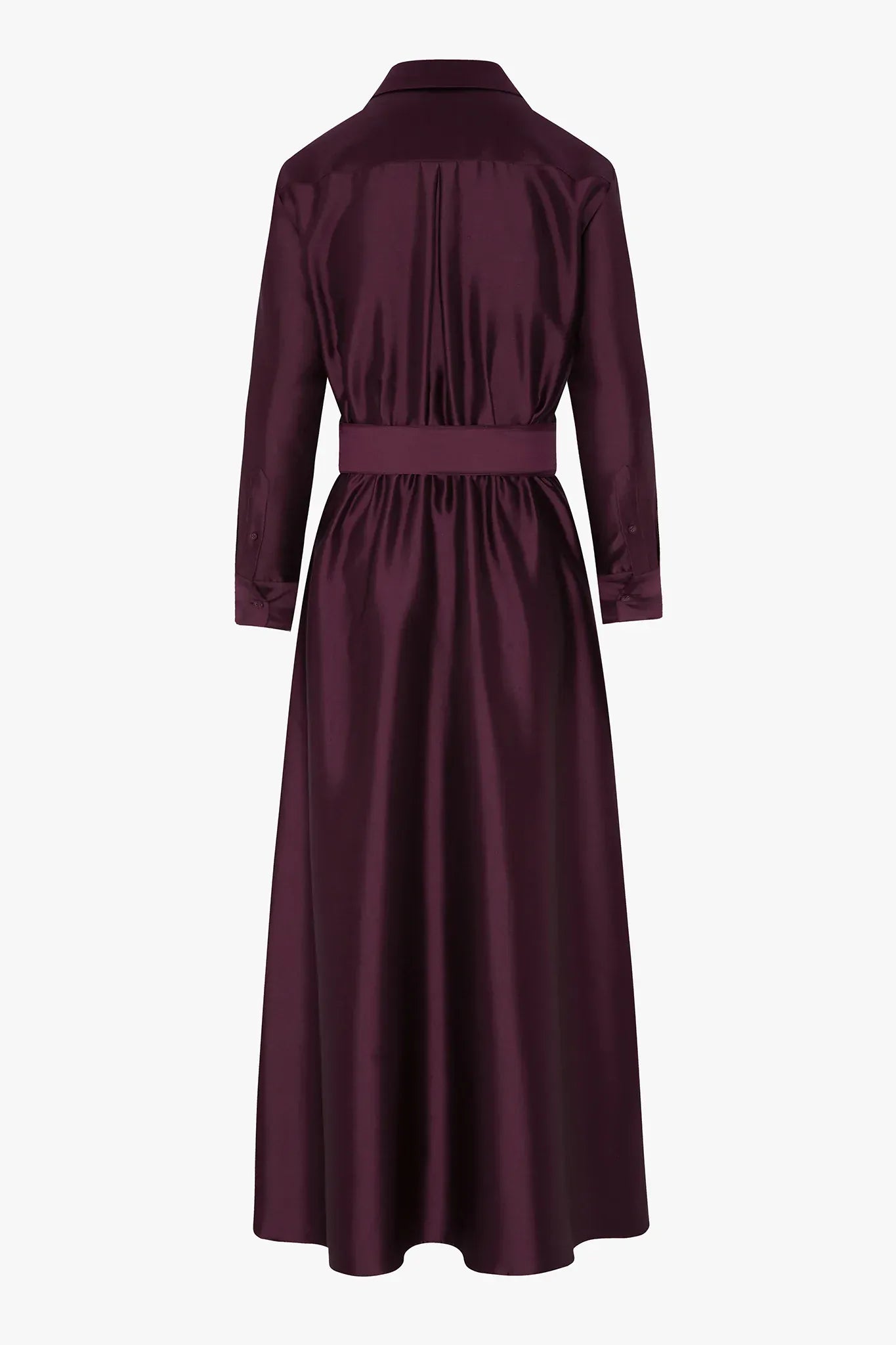 Isla Wool Silk Shirt Dress in Berry