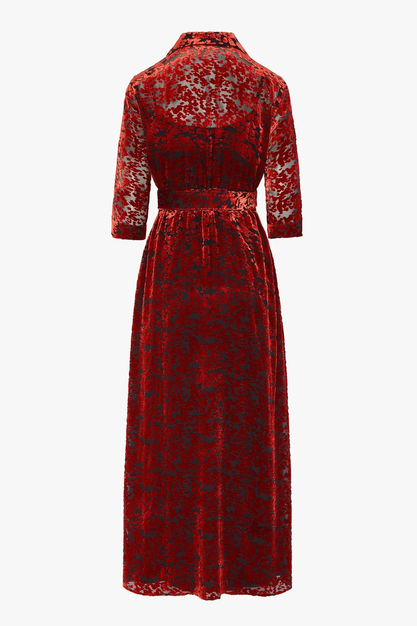 Iris Velvet Devoré Wrap Dress in Red