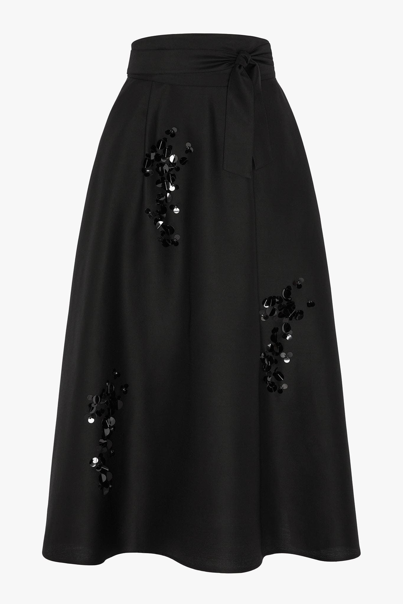 Imelda Wool Silk Sequin Skirt in Black