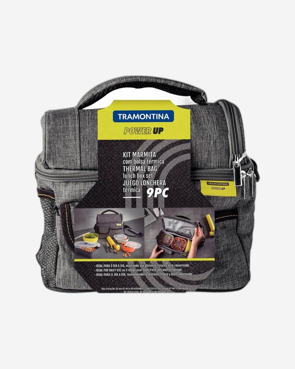 طقم حقيبة غداء حرارية من ترامونتينا برازيل باور أب، 9 قطع
