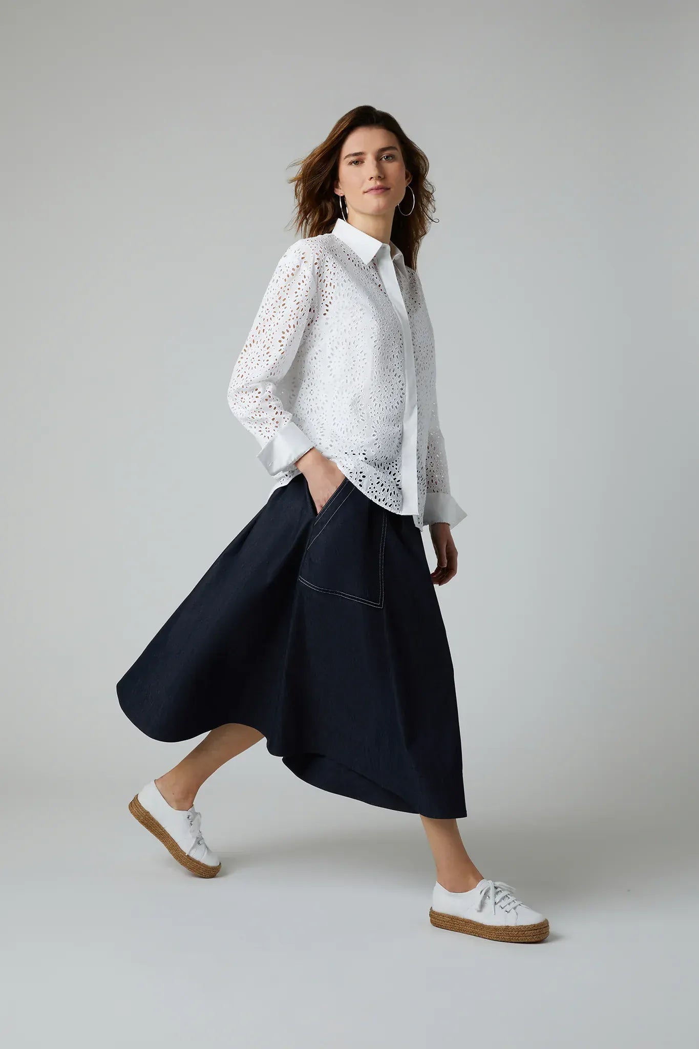 Faye Full Skirt in Denim