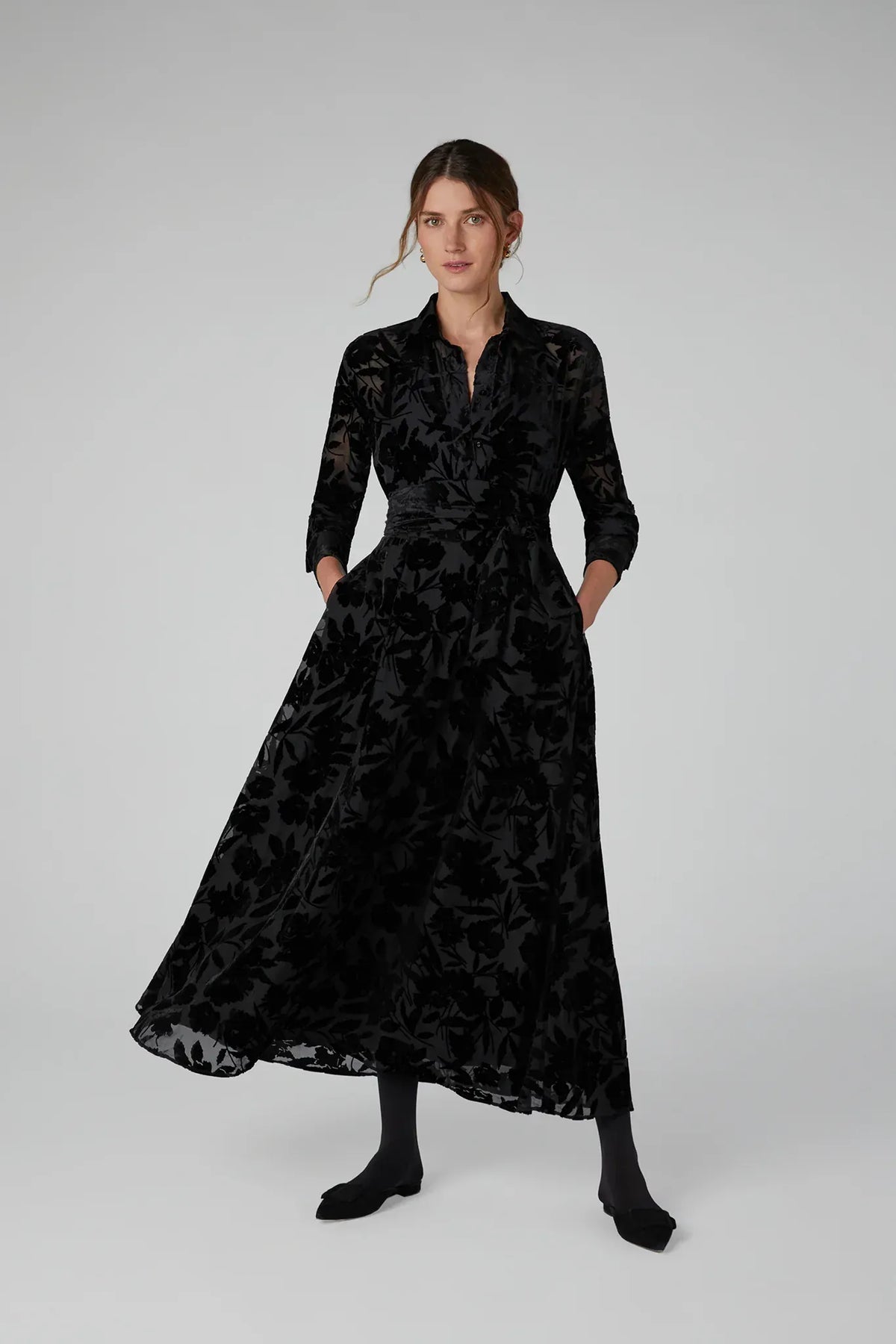Idalia Velvet Burn Out Shirt in Berry Floral