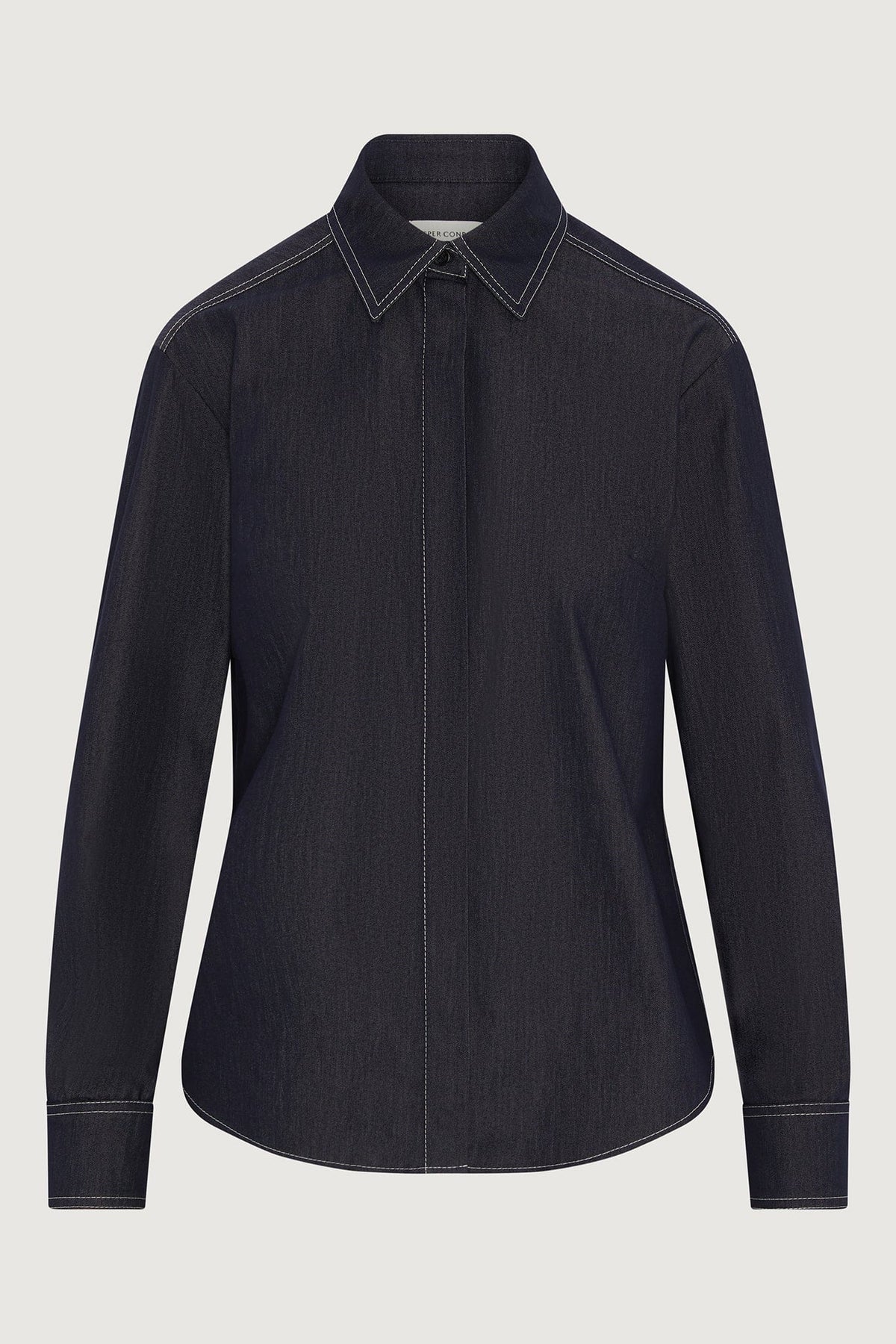 Faye Denim Button Through Shirt in Blue