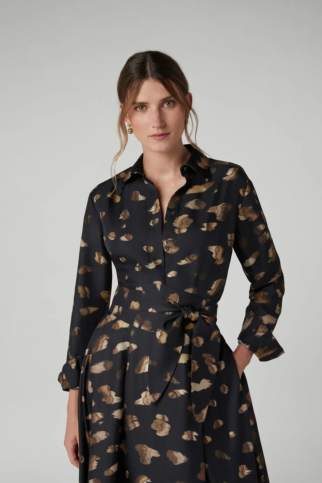 Isabella Silk Twill Printed Shirt in Purple