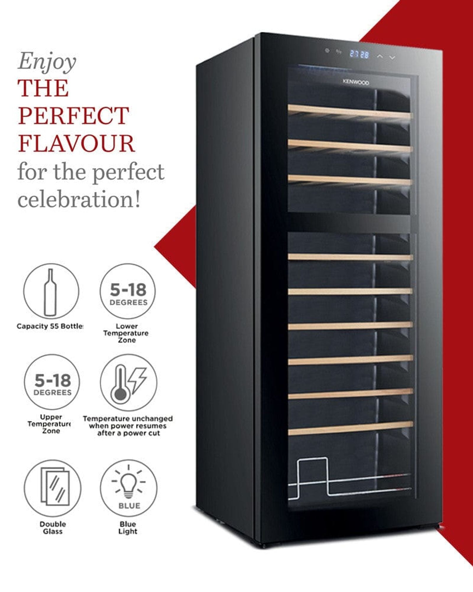 ثلاجة مشروبات كينوود سعة 55 زجاجة