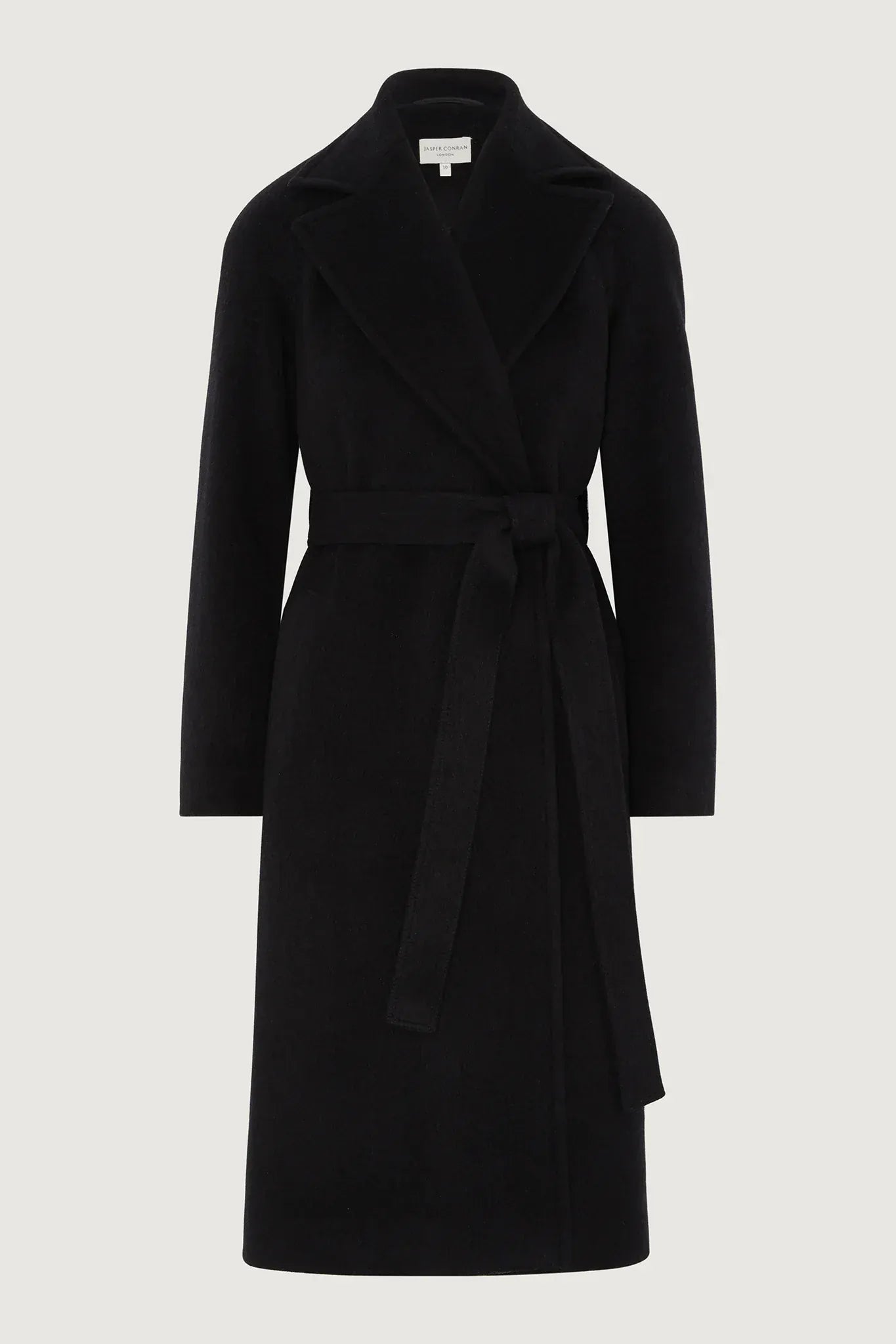 Geraldine Wool Blend Long Coat in Black