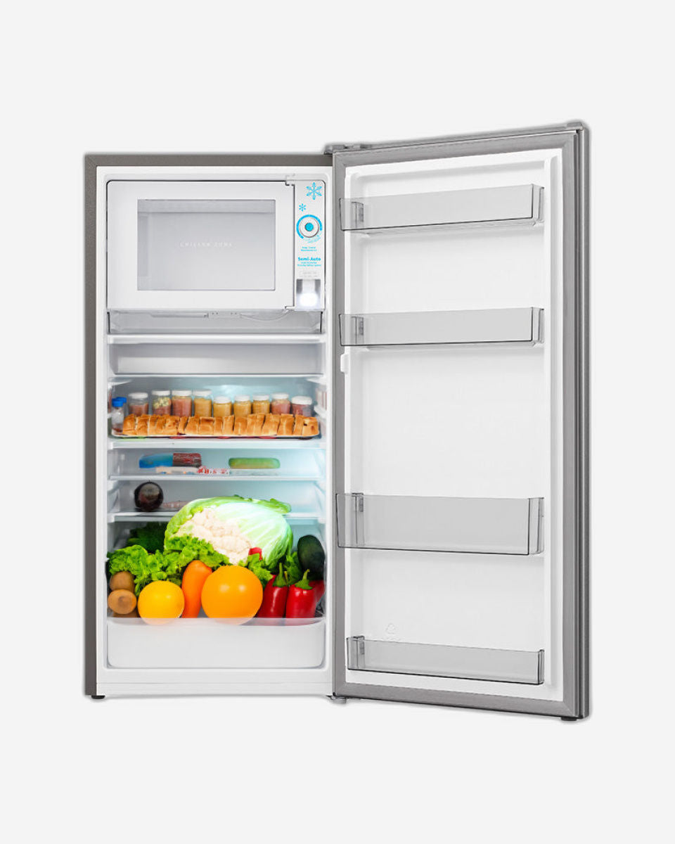 ثلاجة هوفر سعة 200 لتر بباب واحد مع حجرة تبريد، ثلاجة فضية قائمة بذاتها، مناسبة للميني بار والمنزل والمكتب وغرفة النوم والمطبخ، مزودة بترموستات قابلة للتعديل، وإضاءة LED، وضمان لمدة عام - HSD-H200-S