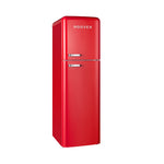 ثلاجة هوفر ٣٢٦ لترًا بتصميم ريترو، مزودة بفريزر علوي، تصميم مانع للتجمد، غرفة حفظ طازجة، نظام تحكم في الرطوبة، مقبض معدني، رف زجاجات، ضمان لمدة عام، لون أحمر - HTR-M326-RR