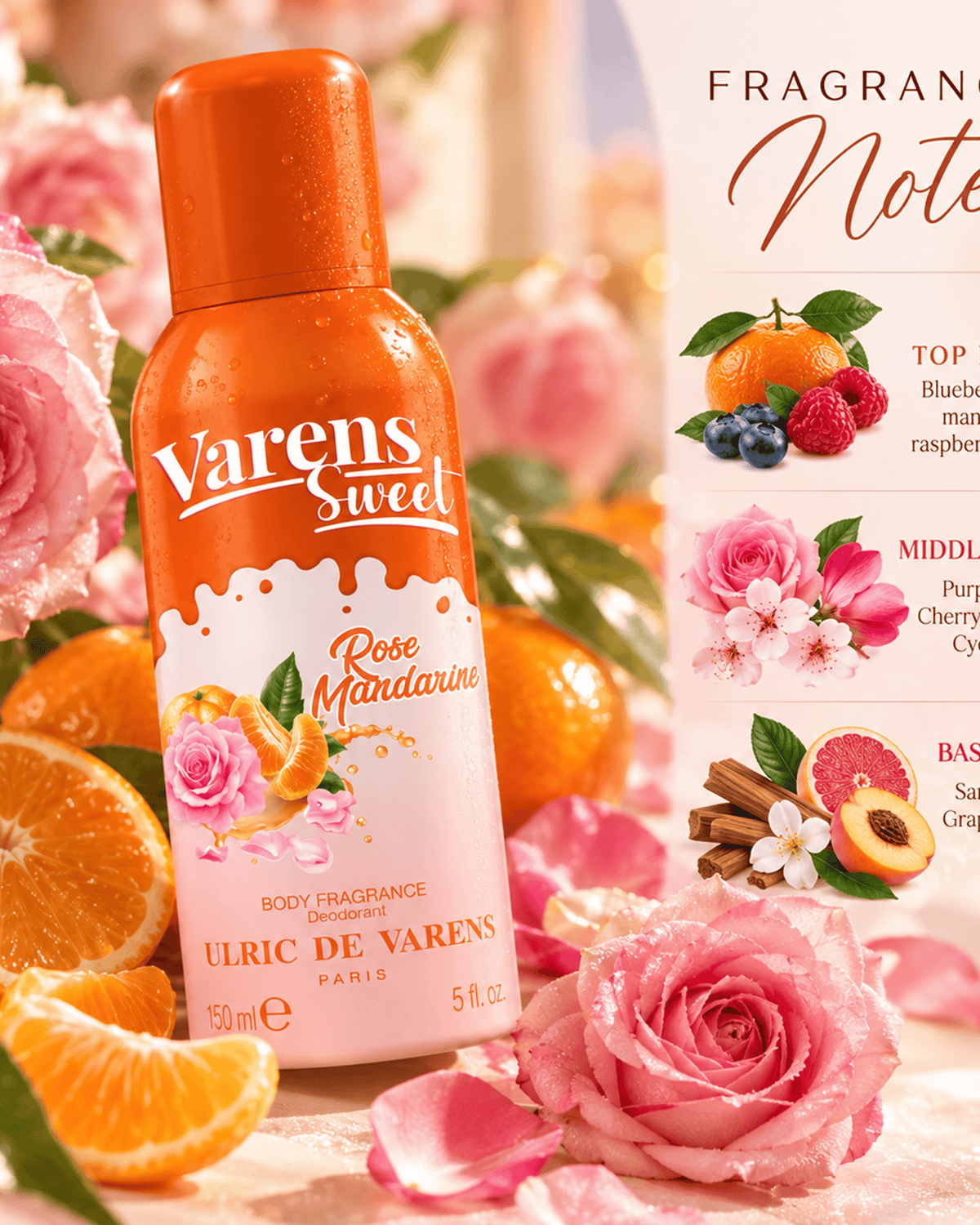 Ulric de Varens  Sweet Rose Mandarine Body Fragrance Deo 150 Ml