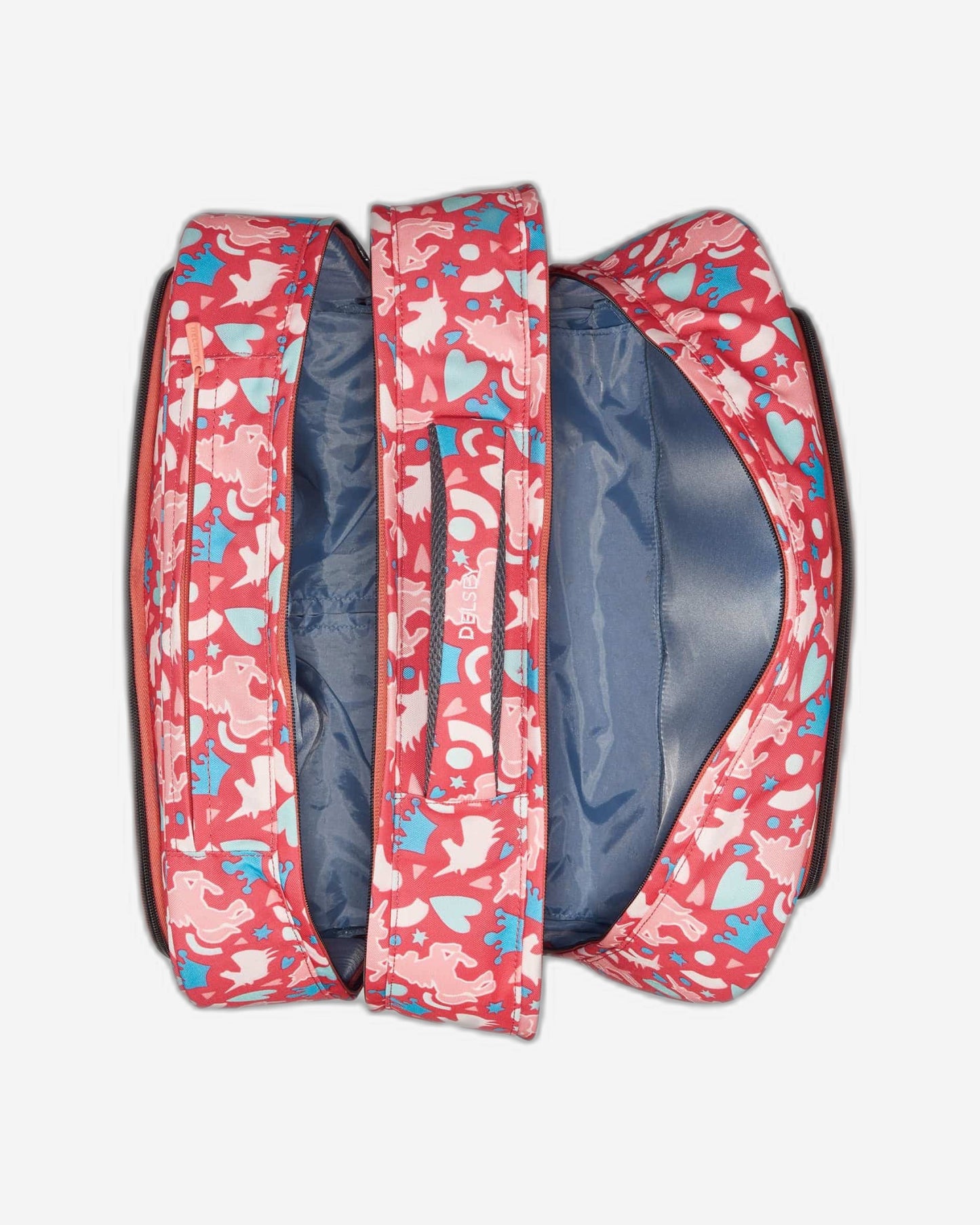 حقيبة مدرسية أفقية بعجلات من ديلسي باريس للعودة إلى المدرسة 2022، لون وردي مطبوع