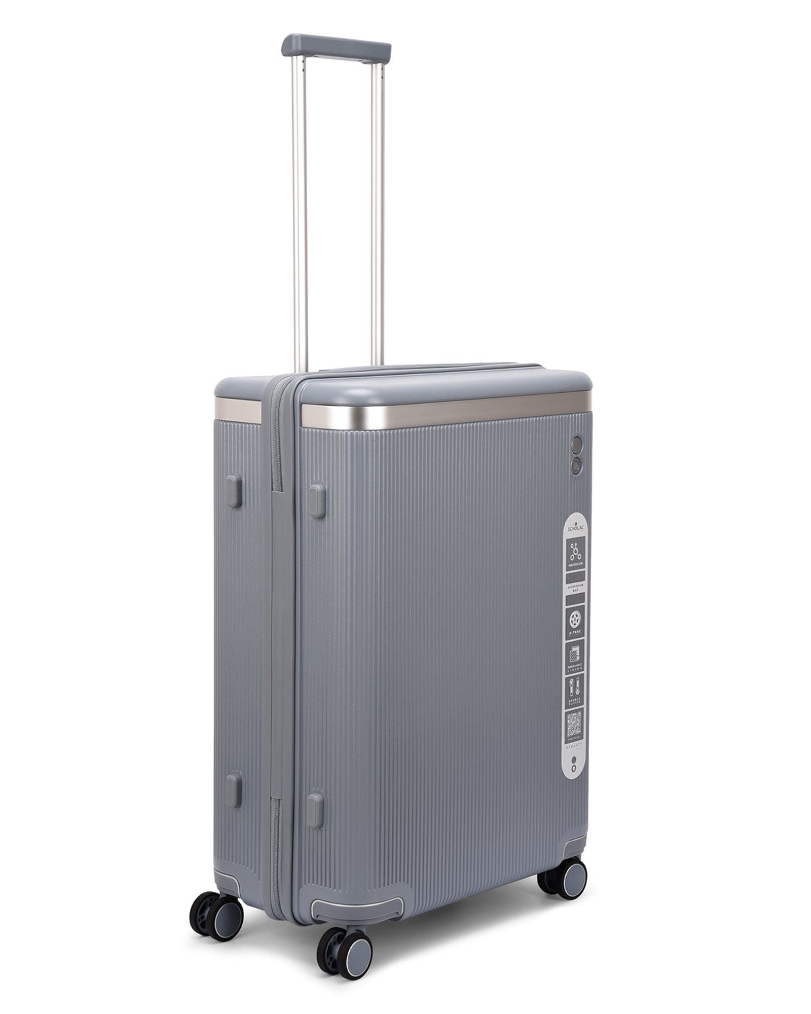 حقيبة سفر إيكولاك ديناستي الصلبة غير القابلة للتمدد، مقاس 67 سم، مزودة بأربع عجلات مزدوجة، لون أزرق ثلجي - PC142A 24 أزرق ثلجي