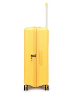 مجموعة أمتعة إيكولاك فورزا ٥٥+٦٥+٧٥ سم، حقيبة صلبة بأربع عجلات مزدوجة قابلة للتوسيع، لون أصفر مانجو، مناسبة للمقصورة والتسجيل