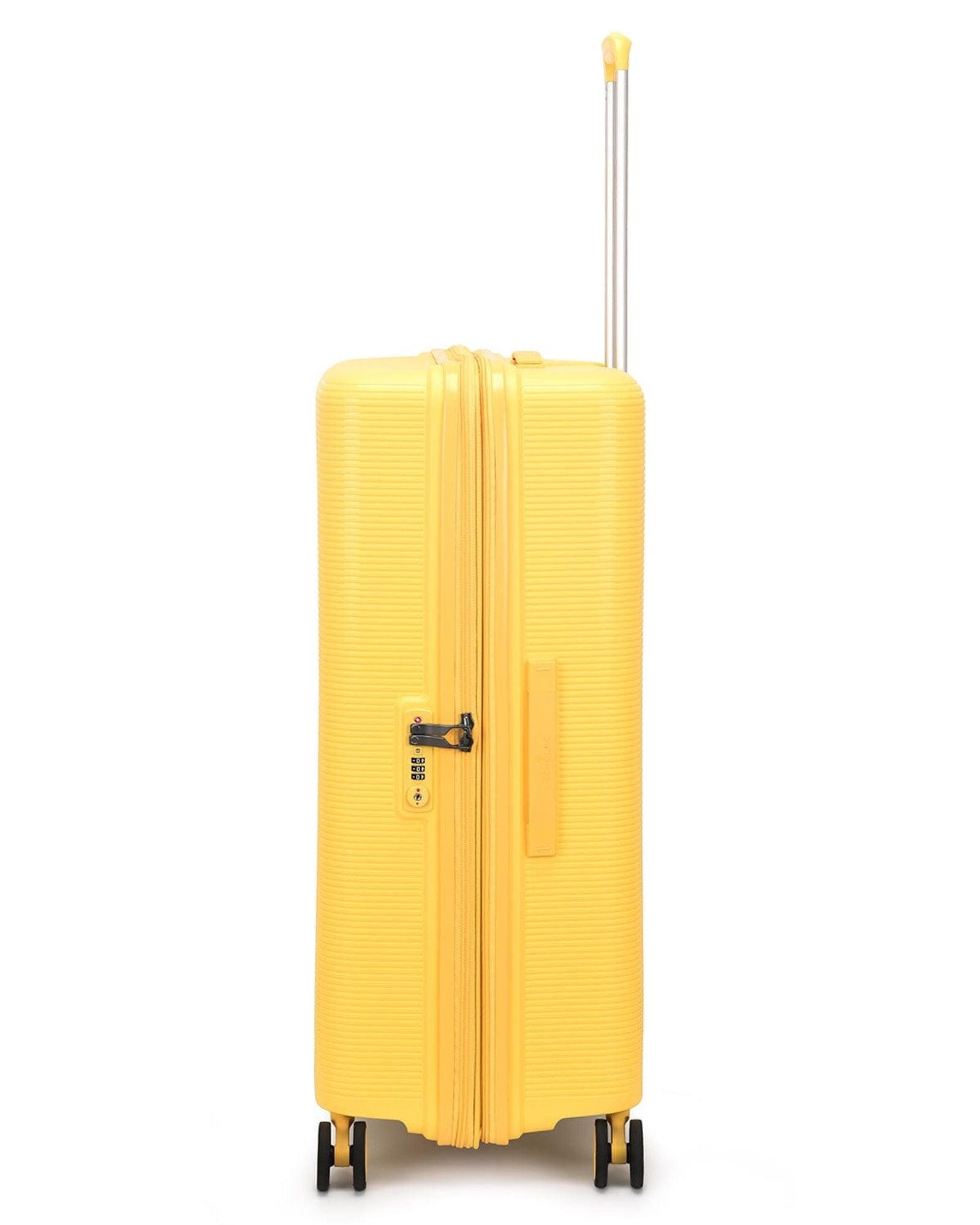 مجموعة أمتعة إيكولاك فورزا ٥٥+٦٥+٧٥ سم، حقيبة صلبة بأربع عجلات مزدوجة قابلة للتوسيع، لون أصفر مانجو، مناسبة للمقصورة والتسجيل