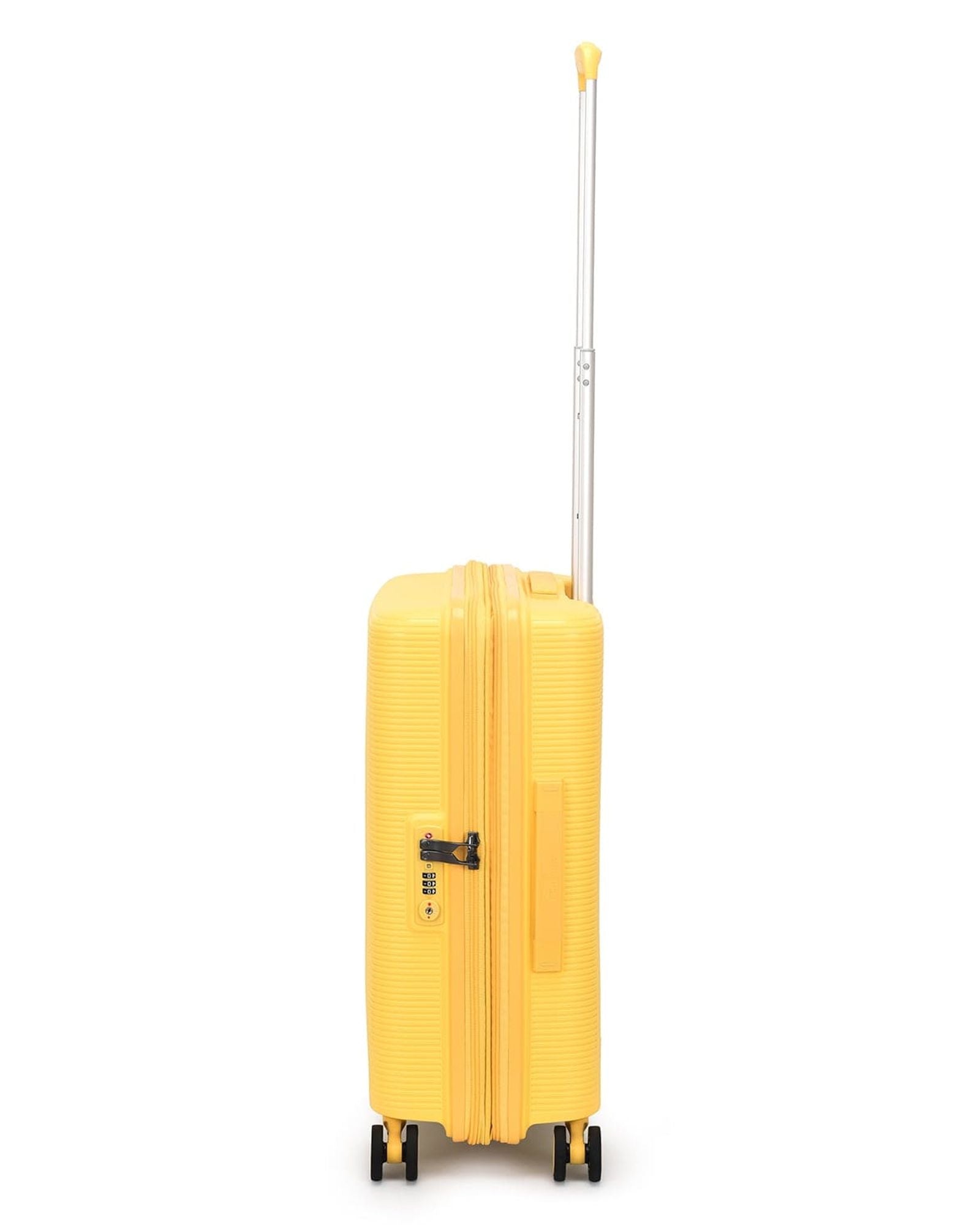 مجموعة أمتعة إيكولاك فورزا ٥٥+٦٥+٧٥ سم، حقيبة صلبة بأربع عجلات مزدوجة قابلة للتوسيع، لون أصفر مانجو، مناسبة للمقصورة والتسجيل