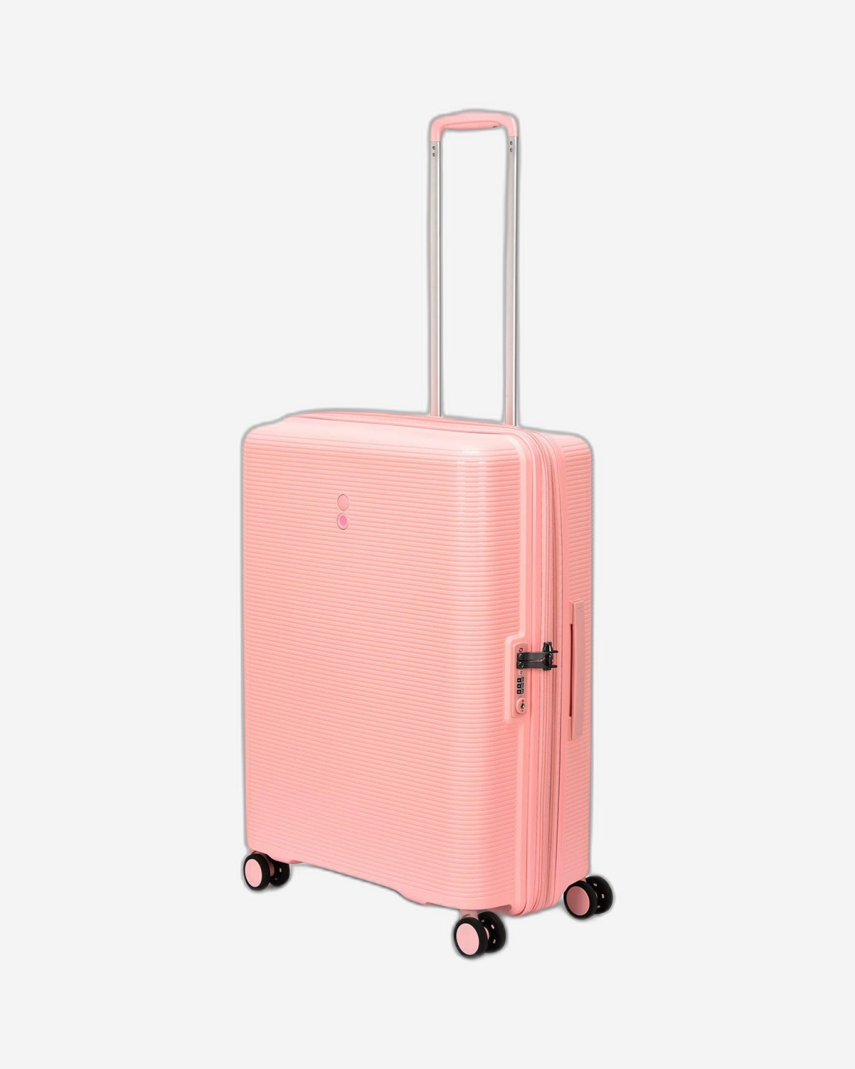 مجموعة أمتعة إيكولاك فورزا ٥٥+٦٥+٧٥ سم، حقيبة صلبة بأربع عجلات مزدوجة قابلة للتوسيع، لون وردي باشن