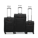 Wenger Eazy 54+68+80cm Softcase Expandable Luggage Trolley Set Of 3 - Black
