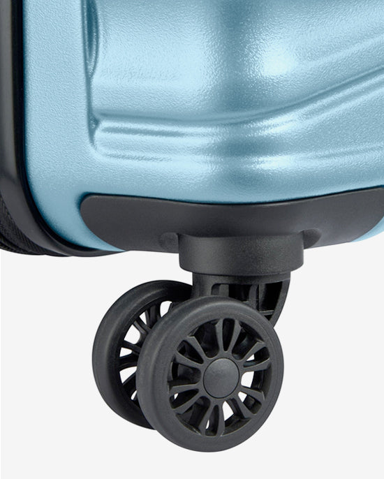 مجموعة حقائب ديلسي باريس تيفاني الصلبة بأربع عجلات مزدوجة قابلة للتوسيع، مقاس 55+70+82 سم، لون أزرق + حقيبة ظهر مجانية