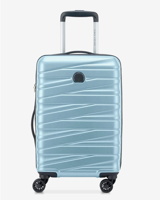 مجموعة حقائب ديلسي باريس تيفاني الصلبة بأربع عجلات مزدوجة قابلة للتوسيع، مقاس 55+70+82 سم، لون أزرق + حقيبة ظهر مجانية