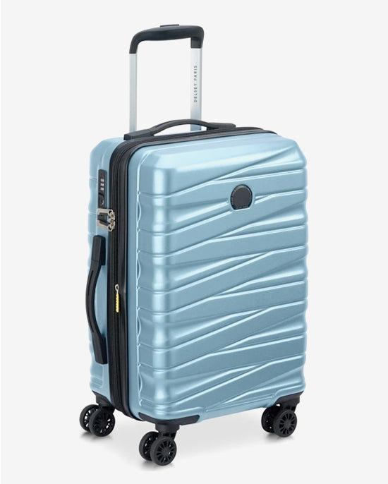 مجموعة حقائب ديلسي باريس تيفاني الصلبة بأربع عجلات مزدوجة قابلة للتوسيع، مقاس 55+70+82 سم، لون أزرق + حقيبة ظهر مجانية