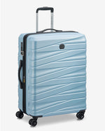 مجموعة حقائب ديلسي باريس تيفاني الصلبة بأربع عجلات مزدوجة قابلة للتوسيع، مقاس 55+70+82 سم، لون أزرق + حقيبة ظهر مجانية