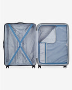 مجموعة حقائب ديلسي باريس تيفاني الصلبة بأربع عجلات مزدوجة قابلة للتوسيع، مقاس 55+70+82 سم، لون أزرق + حقيبة ظهر مجانية