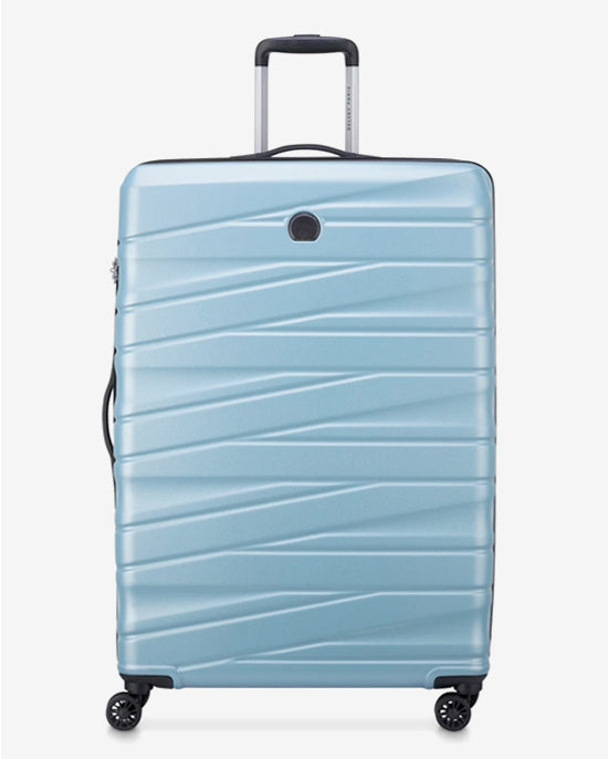 مجموعة حقائب ديلسي باريس تيفاني الصلبة بأربع عجلات مزدوجة قابلة للتوسيع، مقاس 55+70+82 سم، لون أزرق + حقيبة ظهر مجانية