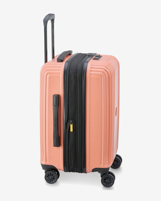 مجموعة حقائب ديلسي باريس أوفيلي الصلبة، مقاس 55+70+82 سم، مزودة بأربع عجلات مزدوجة قابلة للتوسيع، مناسبة لكابينة السفر وتسجيل الوصول، باللون الوردي اللامع، مع حقيبة ظهر مجانية