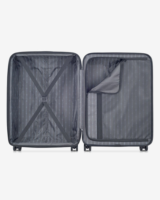 مجموعة حقائب ديلسي باريس أوفيلي الصلبة، مقاس 55+70+82 سم، مزودة بأربع عجلات مزدوجة قابلة للتوسيع، مناسبة لكابينة السفر وتسجيل الوصول، باللون الوردي اللامع، مع حقيبة ظهر مجانية