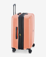 مجموعة حقائب ديلسي باريس أوفيلي الصلبة، مقاس 55+70+82 سم، مزودة بأربع عجلات مزدوجة قابلة للتوسيع، مناسبة لكابينة السفر وتسجيل الوصول، باللون الوردي اللامع، مع حقيبة ظهر مجانية