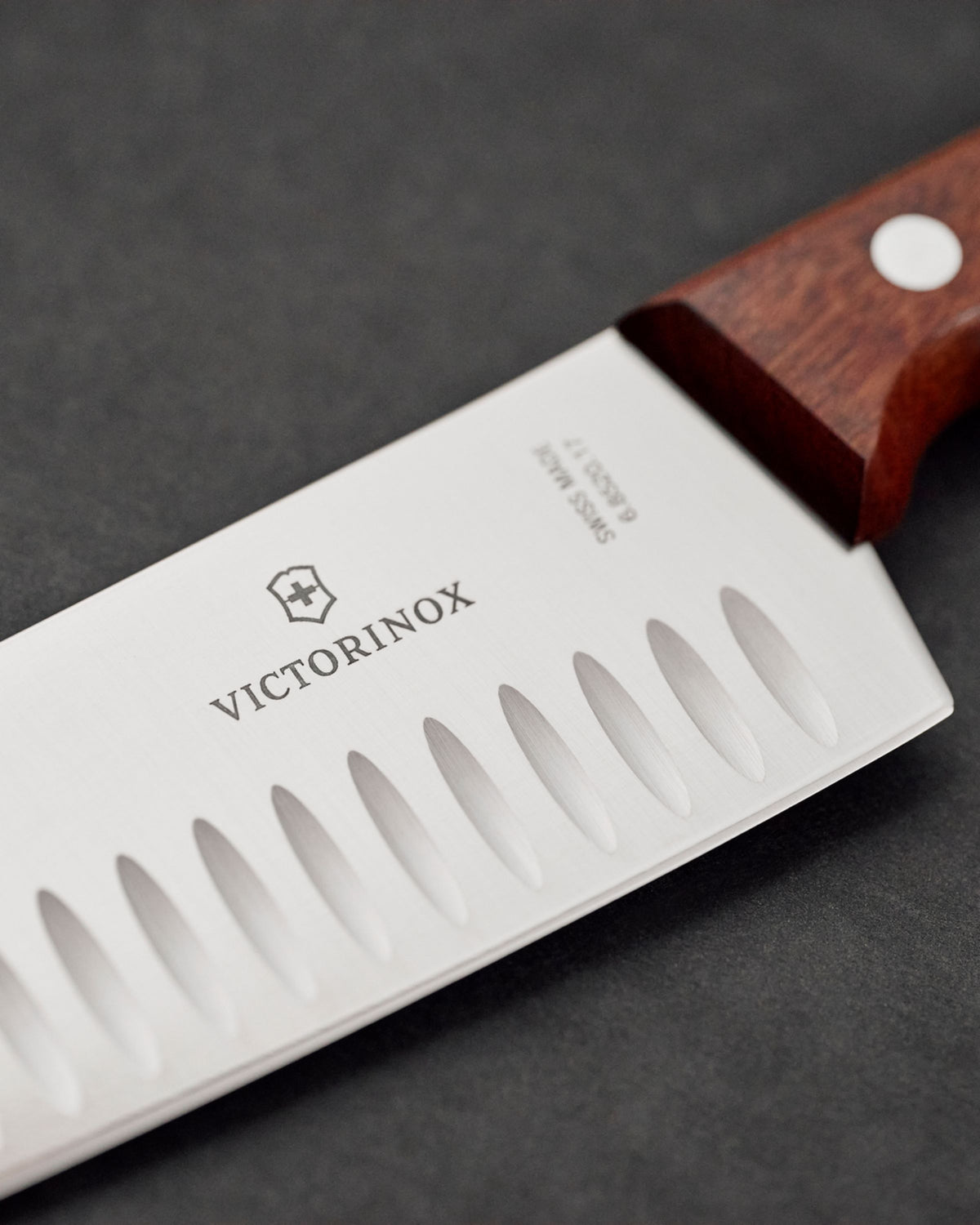 Victorinox Wood Santoku Knife 17cm Straight Fluted Modified Maple Gift Box- 6.8520.17G