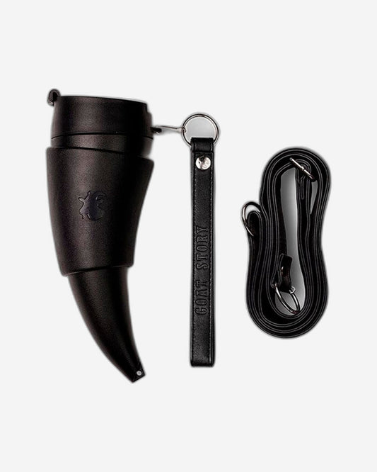 كوب جوت ستوري مصنوع من الجلد الطبيعي باللون الأسود، 350 مل