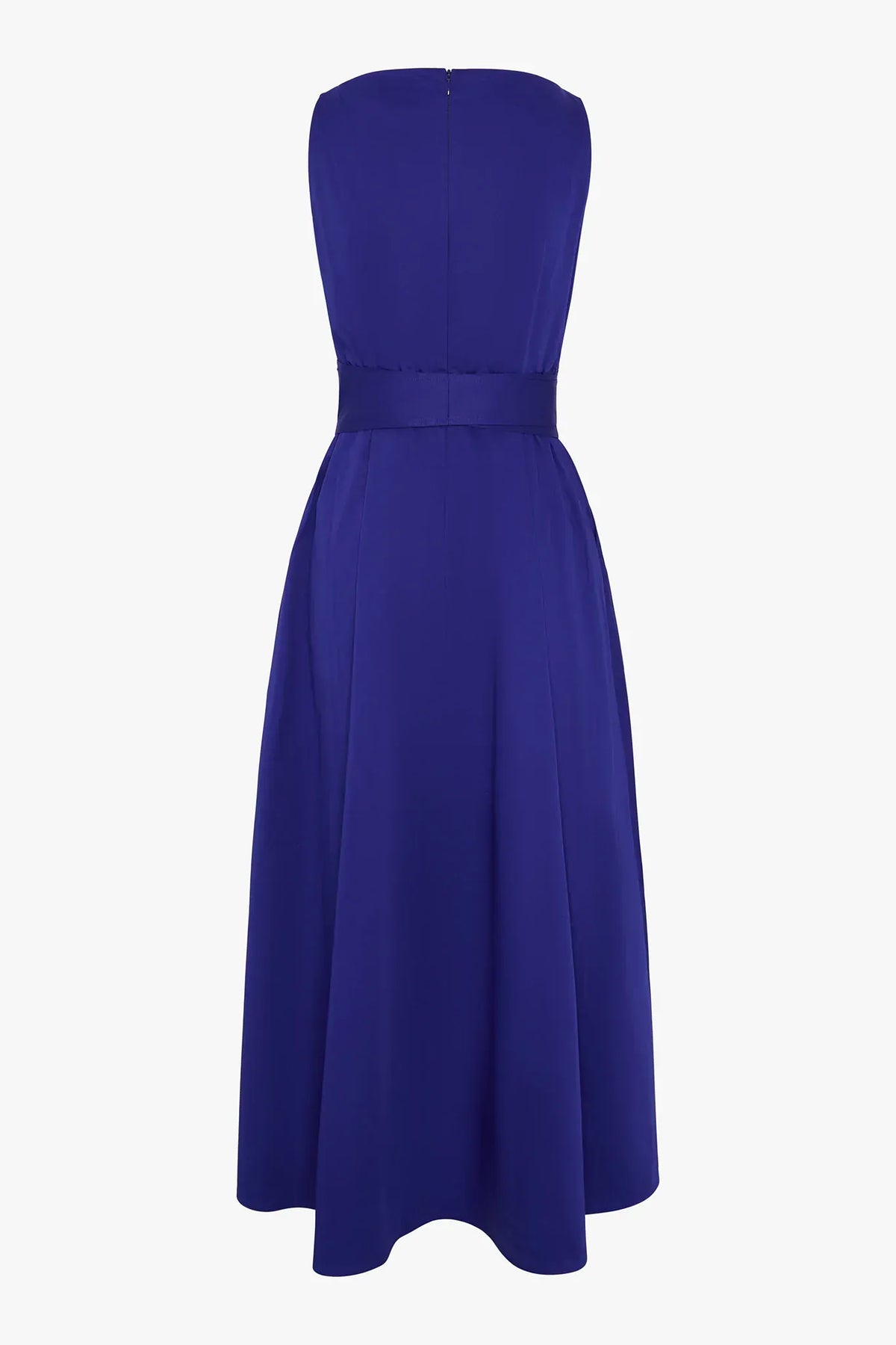 Harper Slash Neck Cotton Sleeveless Dress in Blue