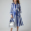Floretta Striped Button Through Cotton Shirt in Blue