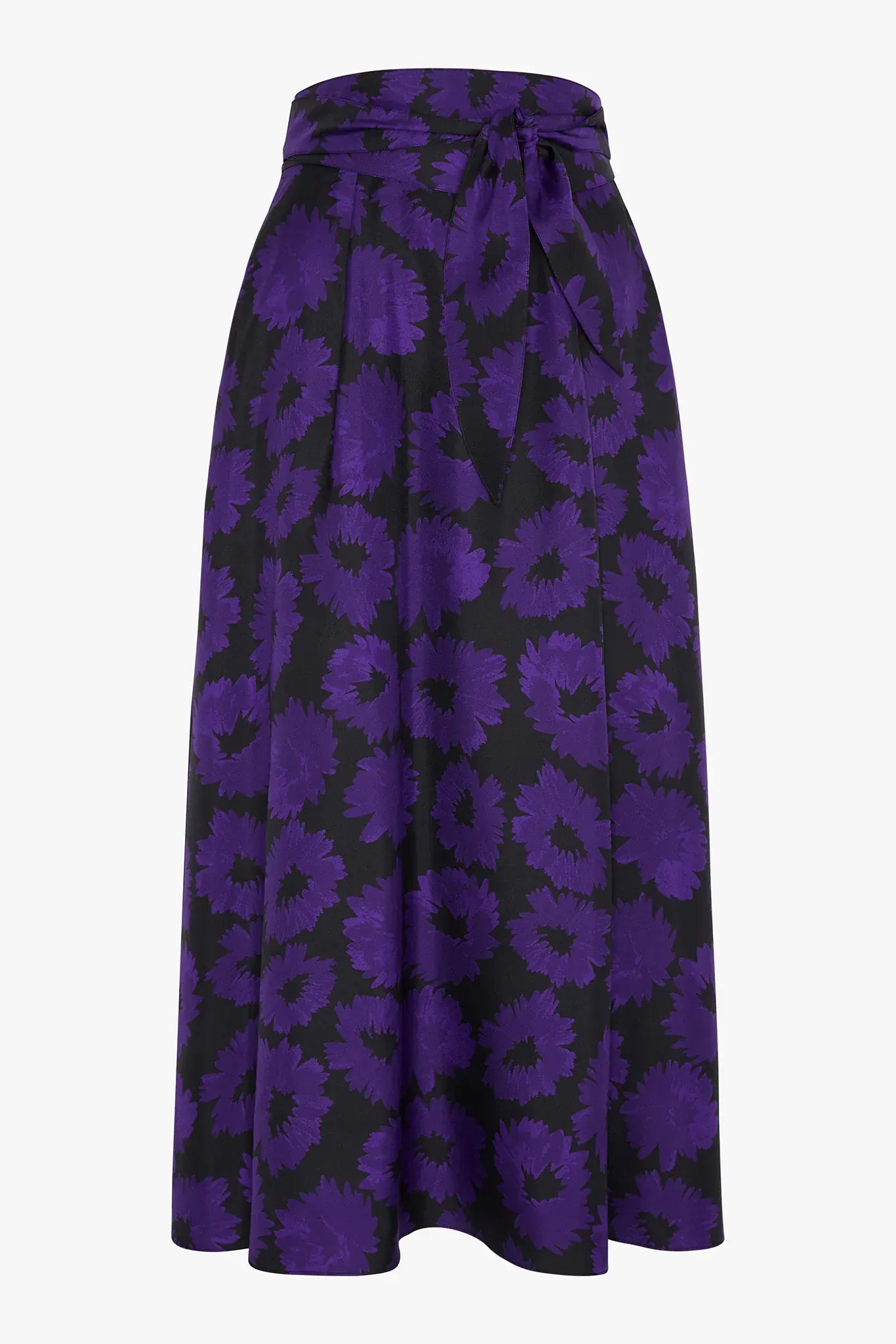 Isabella Silk Twill Printed Maxi Skirt in Purple