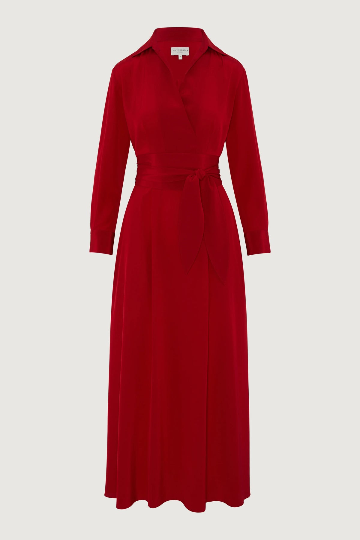 Celia Maxi Silk Wrap Dress in Red