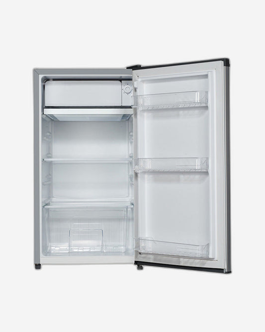 ثلاجة هوفر المدمجة ذات الباب الواحد بسعة 118 لترًا مع حجرة تجميد - تحكم ميكانيكي، منظم حرارة قابل للتعديل، قفل أمان، خاصية إزالة الجليد، ضمان لمدة عام - فضي - HSD-K118-S