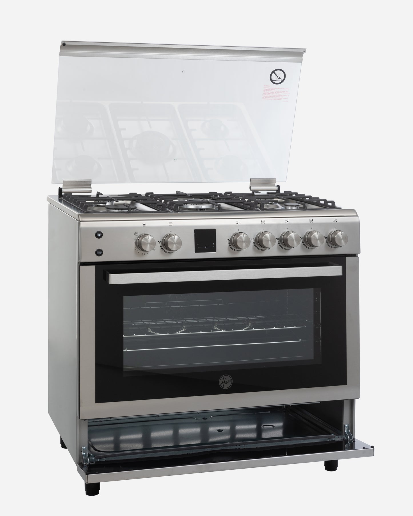 طباخ غاز مستقل بالكامل من هوفر، 5 شعلات وشواية – HGC-V95G-S (معتمد من ESMA)