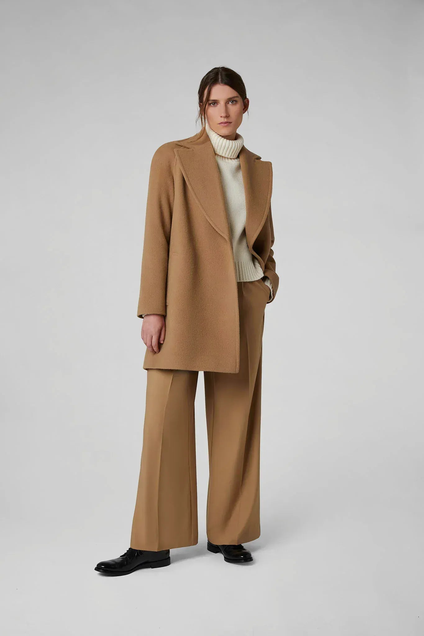 Geraldine Wool Blend Mid-Length Coat in Black