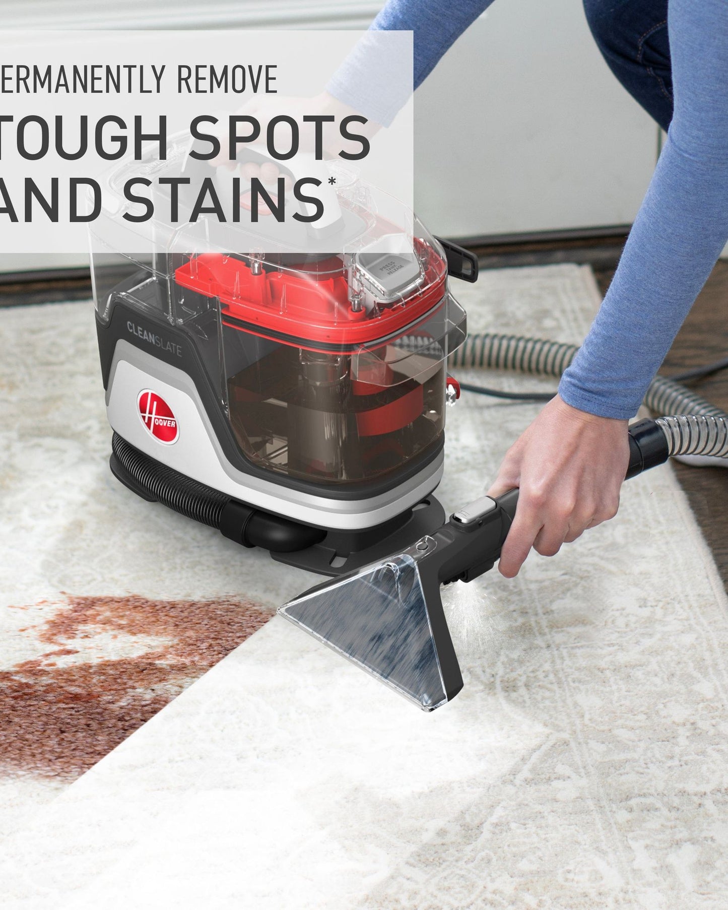 منظف هوفر CDSW-MPME Cleanslate للسجاد والمفروشات، قوي ومتعدد الأغراض، مزيل للبقع، محمول.