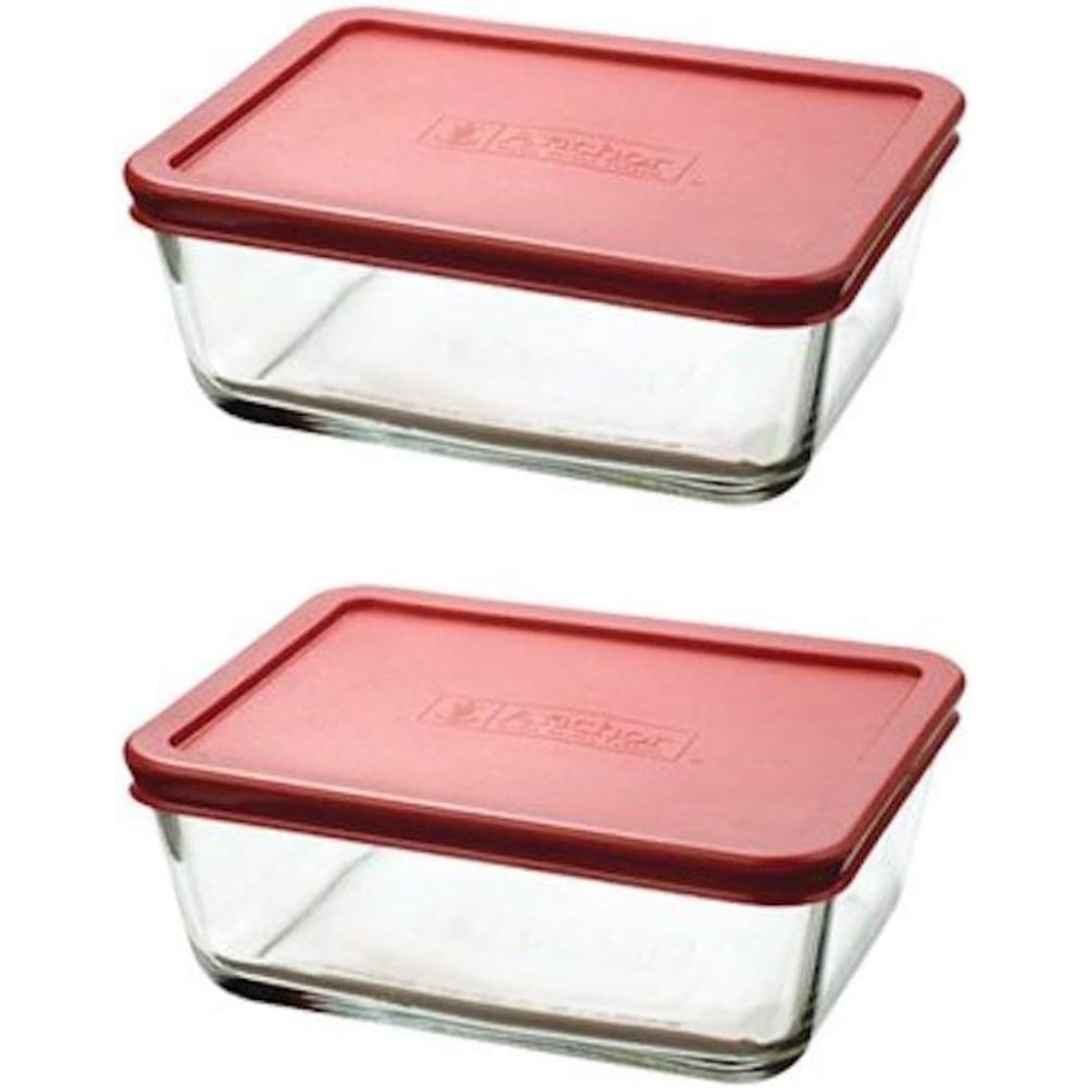 عبوة ساندويتشات أنكور هوكينج اقتصادية، ٤ قطع، عبوة ٢ × ١٫١ لتر، ١٣١٧٤، غطاء أزرق داكن/أحمر