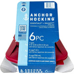 مجموعة أنكور هوكينج الأساسية، 6 قطع - أوعية مخبوزات سعة 3 أرباع مع غطاء، و1.4 لتر و0.75 لتر مع غطاء (14868L24)