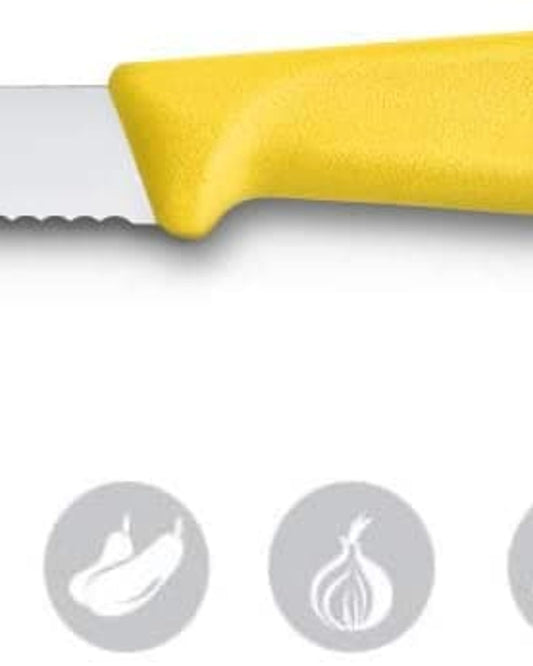 سكين تقشير فيكتورينوكس سويس كلاسيك بحافة مموجة صفراء، طقم من قطعتين - 6.7636.L118B