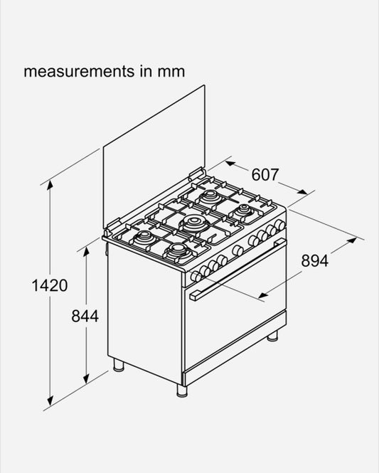 Bosch Series 6 Gas Cooker 5 Burners Rotisserie Steel