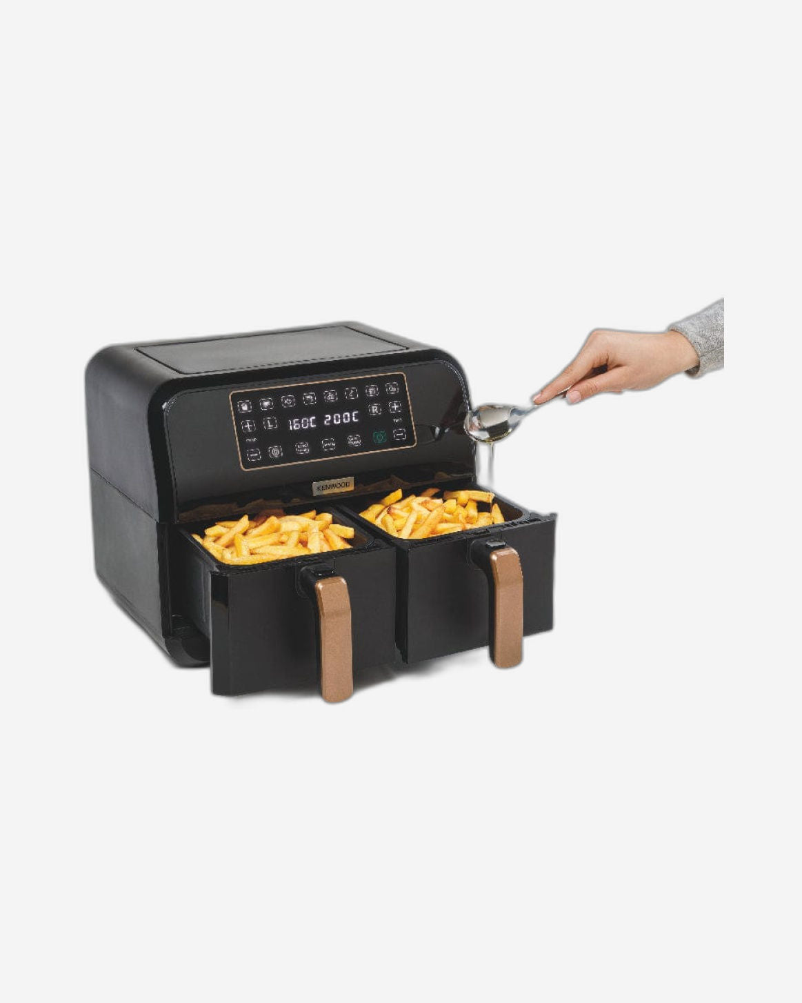 مقلاة كينوود الرقمية المزدوجة الهوائية سعة 4 لتر + 4 لتر