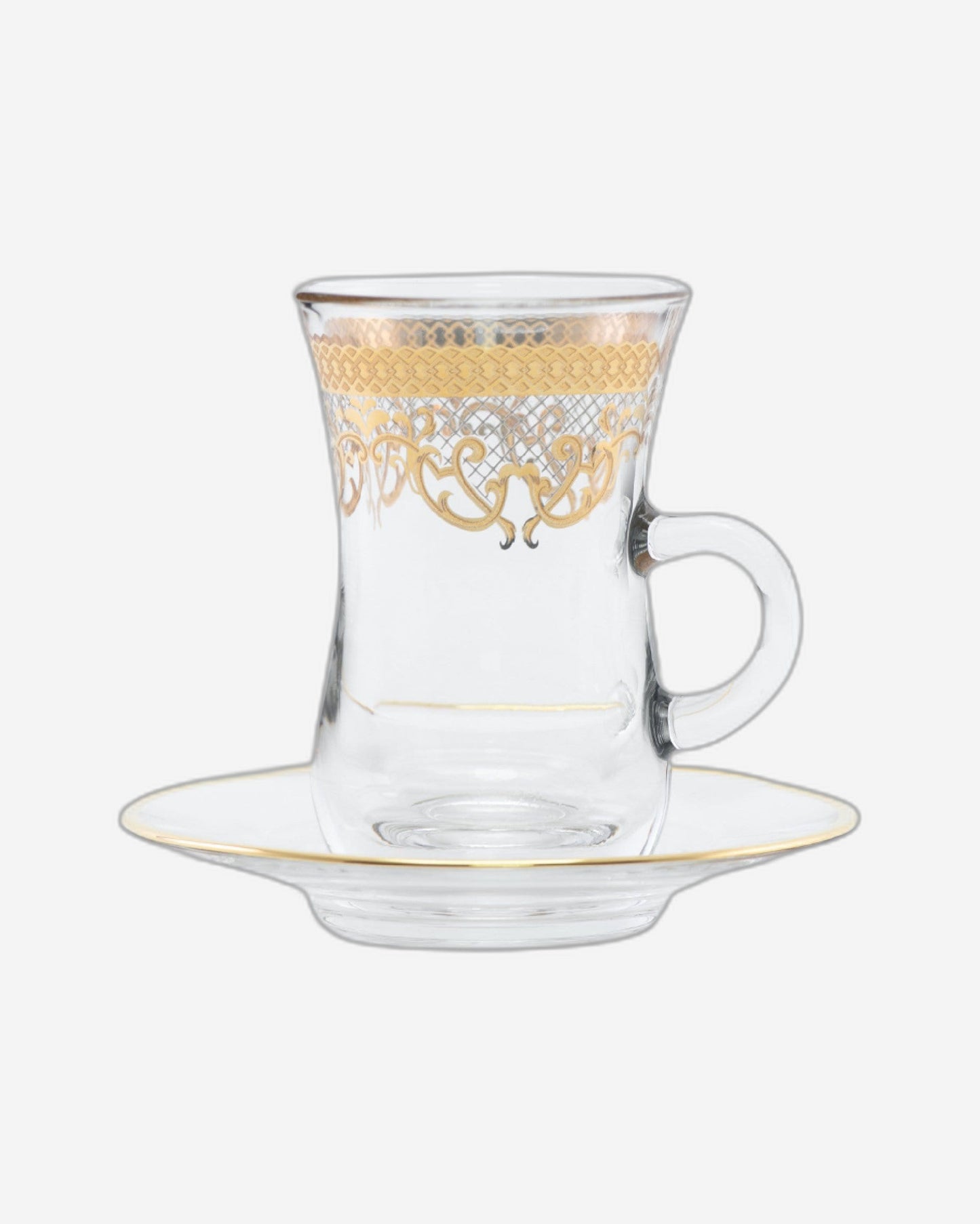 دملاج ترينا استكانة مع صحون 6 قطع ذهبي